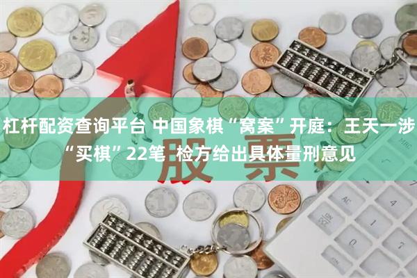 杠杆配资查询平台 中国象棋“窝案”开庭：王天一涉“买棋”22笔  检方给出具体量刑意见